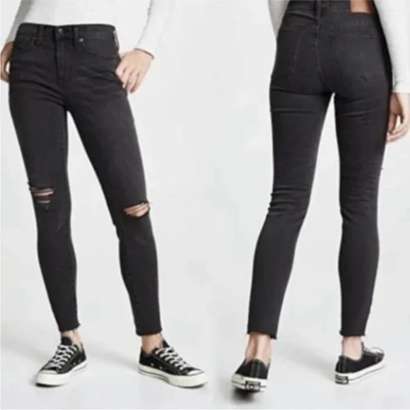 Madewell 9” High Rise Skinny Jeans in Black Sea - Picture 4 of 9